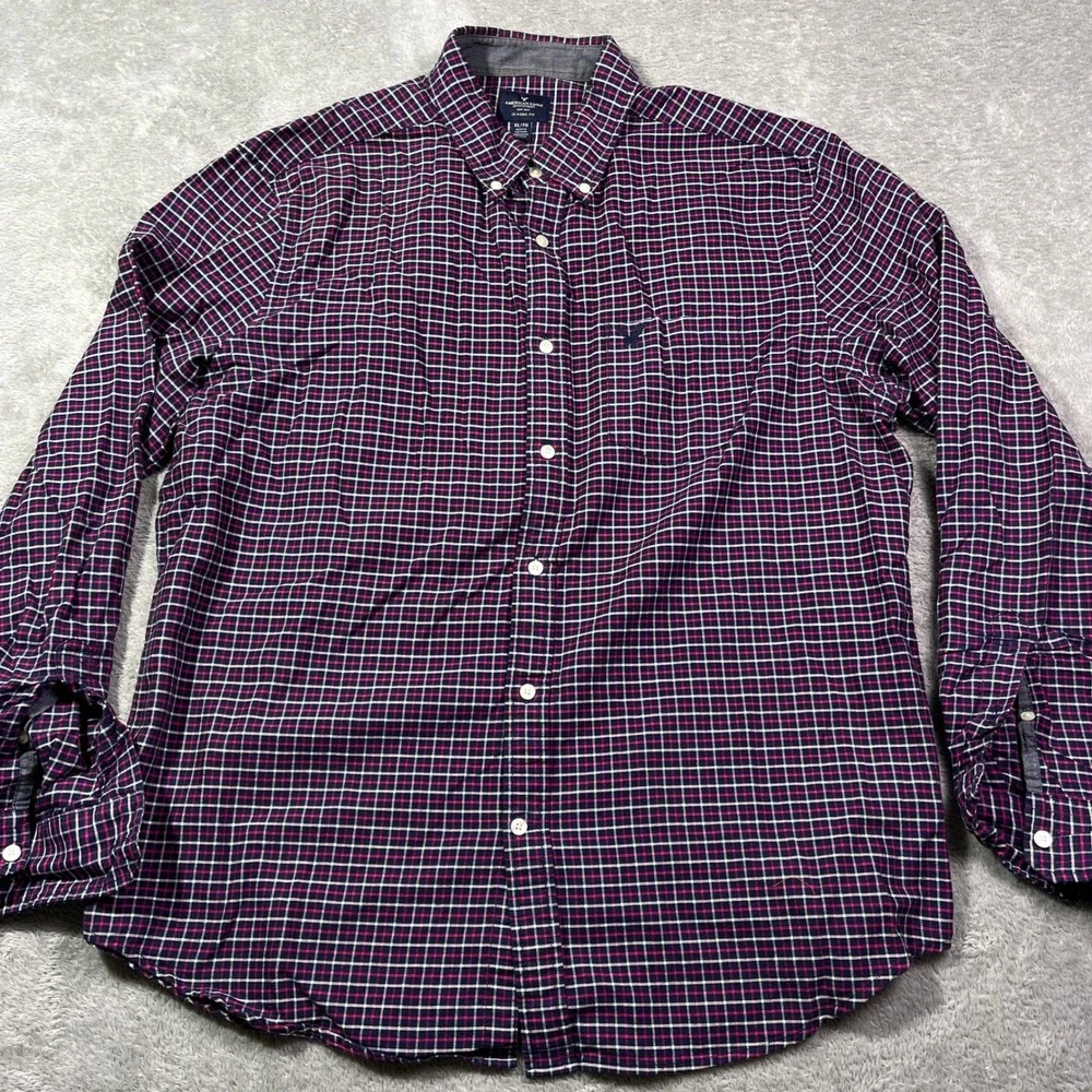 American Eagle Outfitters XL Classic‎ Fit Plaid Button Down Shirt Men's Red